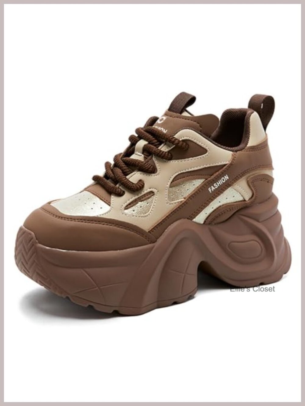 Chunky Platform Walking Dad Sneakers Lace Up Wedge Low Top Height Incre